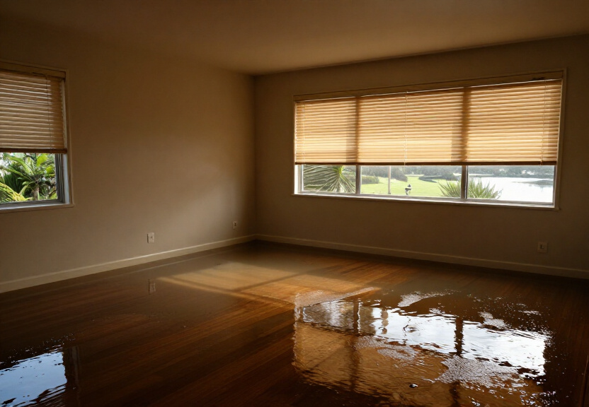 Buckled floorboards in a Roseville property before treatment