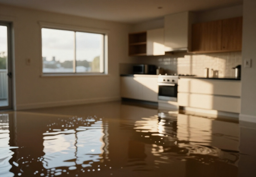 Water-damaged office in Roseville before restoration